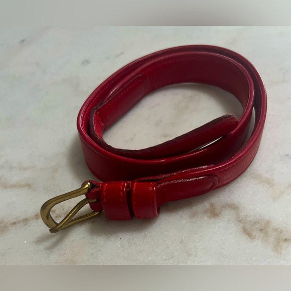 Coach  Red Glove Tanned Leather Belt Solid Brass Buckle 28" USA Made - Picture 1 of 6